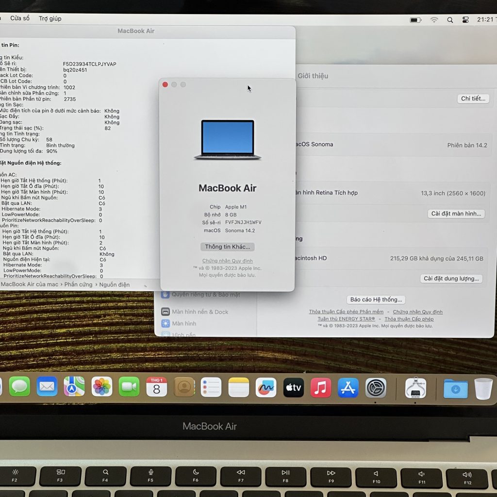 Macbook Air M1 8/256 xám (fullbox)